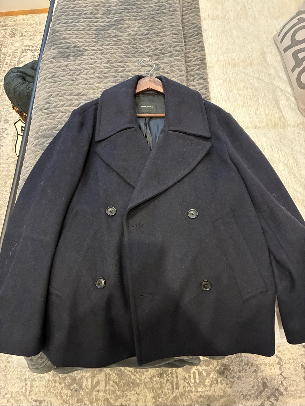 Banana Republic Navy Double-Breasted Wool Peacoat